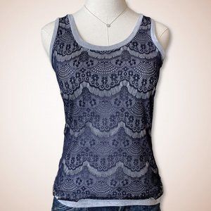 Sleeveless Tee with Lace Overlay